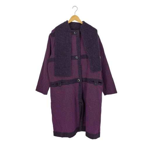 プランテーション Plantation 90-2000s ウールナイロン リバーシブル 異素材切替 ショールカラーコート レディース JPN:M